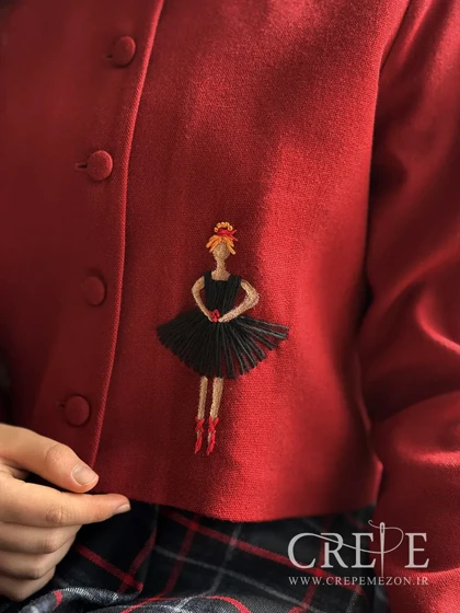 ست کت دامن کشمیر گلدوزی بالرین