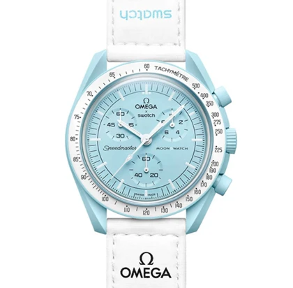 ساعت امگا سواچ اورانوس سفید آبی Omega Swatch to Uranus
