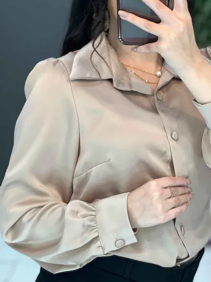 شومیز ساتن شش دکمه