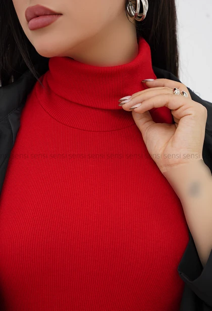 بلوز زنانه یقه اسکی حلقه‌ای کد1006830