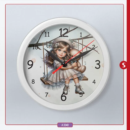 ساعت دیواری اتاق کودک برند مینوریا طرح دخترانه کد p-506