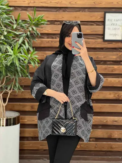 مانتو پانچ ژاکارد سوزن دوزی