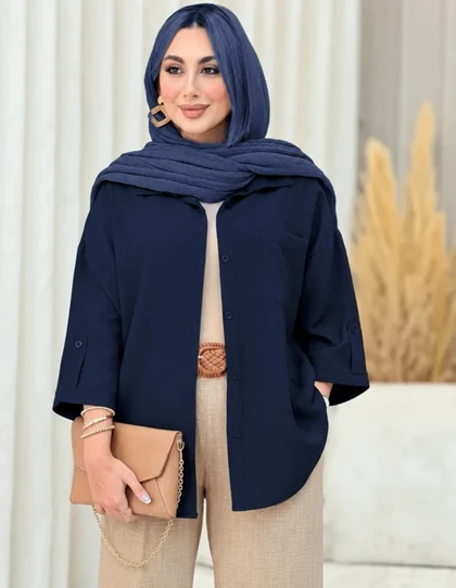 شومیز تک جیب ترانه شانتون ژاکارد 38 تا 46 قد 64 کد 806