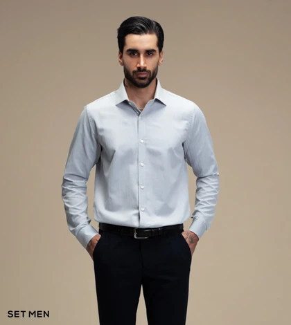 پیراهن مردانه آستین بلند طرح جناغی