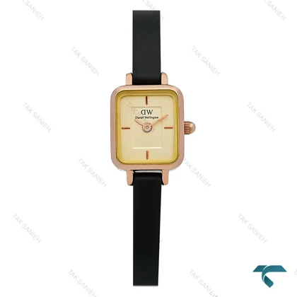 ساعت دنیل ولینگتون مینی مستطیلی رزگلد صفحه نباتی بند چرم DW-8723-L