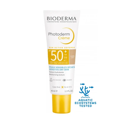 کرم ضد آفتاب رنگی بایودرما Bioderma مدل Photoderm رنگ Light SPF 50 حجم 40 میلی‌لیتر مناسب انواع پوست
