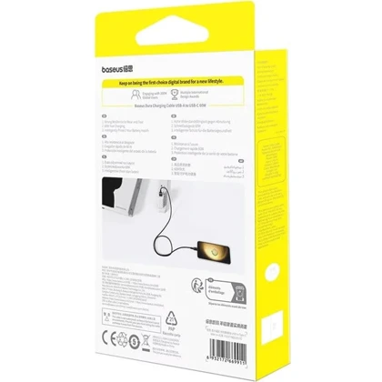کابل شارژ سریع یواس‌بی به تایپ‌سی 60 وات یک متری بیسوس P10377802U01-01