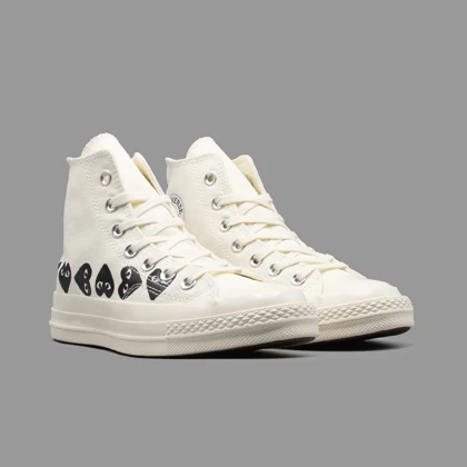 کانورس پلی مولتی هارت سفید مشکی ساق‌دار Converse Cdg Play Multi Heart White Black Hightop