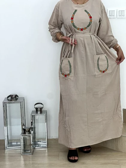 پیراهن ململ گلدوزی دوجیب U7470