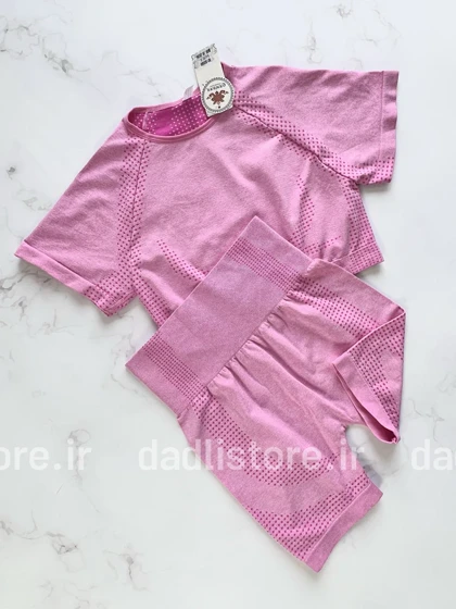 ست کراپ آستین دار و شورتک سیملس ورزشی