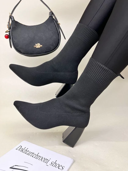 نیم بوت زنانه پاشنه‌دار زارا بافتی ZARA کد 1751 دختر طهرونی