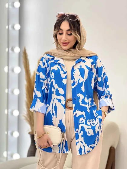 شومیز طرح دار تک جیب صنم