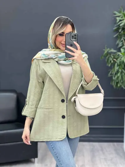 مانتو کتی دو دکمه جیب نما