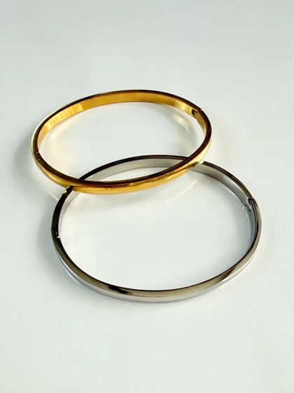 بنگل زنانه استیل آینه ای بیضی