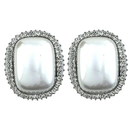 گوشواره زنانه مدل پرلینا طرح مروارید نگین‌دار