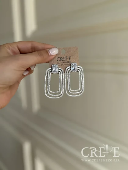 گوشواره جواهری مستطیل بزرگ