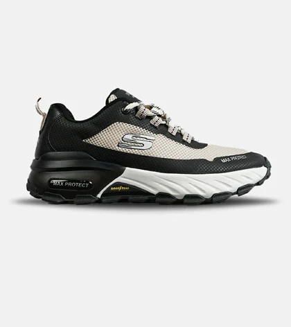 کفش کتانی طبی ورزشی کرم مشکی SKECHERS max protect مدل 8085