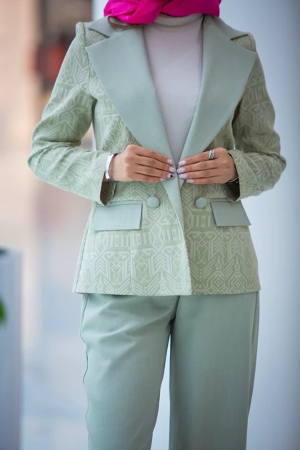 کت شلوار ژاکارد ترکیبی