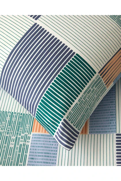 سرویس روتختی دو نفره English Home مدل Modern Weave پنبه‌ای - سبز تیره-نارنجی