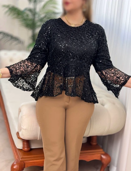 شومیز دانتل پولکی برنا 2809