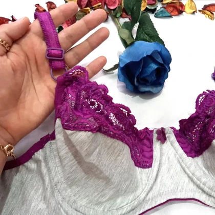 ست شورت و سوتین زنانه ملانژ گیپور ژوبین