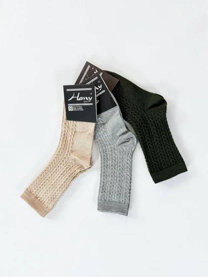 جوراب نیم ساق نخ پنبه گندمی