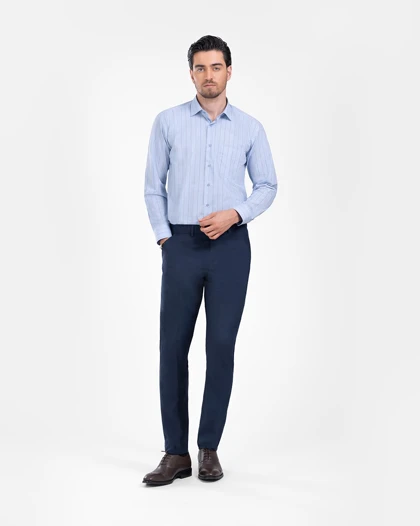 ام کی کالکشن پیراهن آستین بلند mk-26370-blue