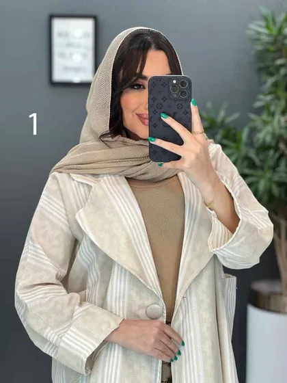 مانتو کتی راه راه تک دکمه
