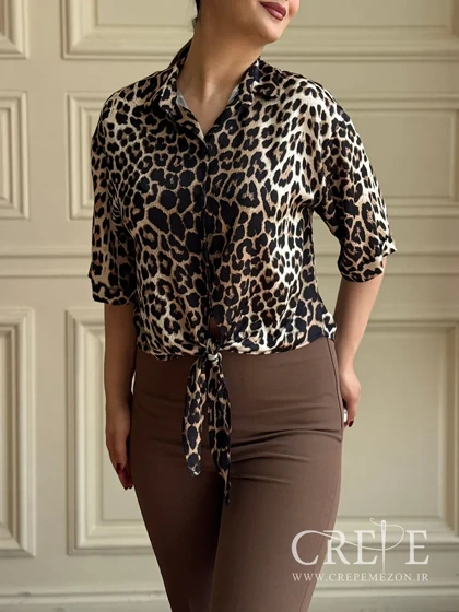 شومیز پلنگی جلو گره