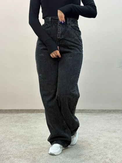 شلوار نیمبگ جین ذغالی سنگشور6158 ام کی