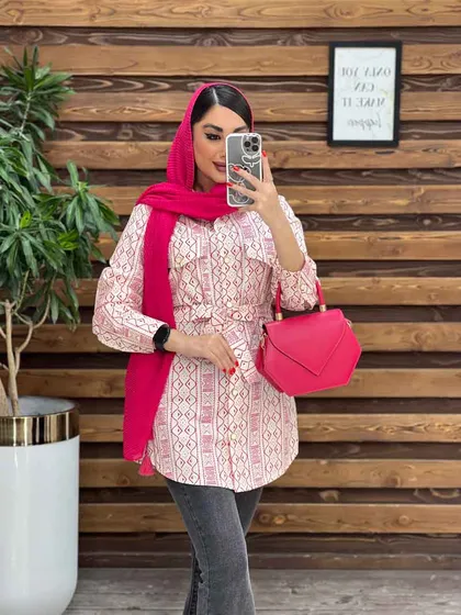 مانتو طرح دار کمردار