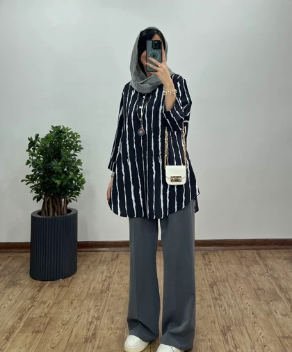 تونیک مانتویی جلوبسته پری کد 3031