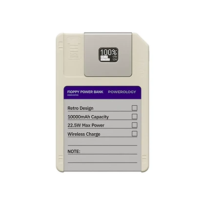 پاوربانک مگسیف 10000 میلی آمپر به همراه حافظه 64 گیگ پاورولوژی مدل POWEROLOGY FLOPPYDISK RETRO PPBCHA97