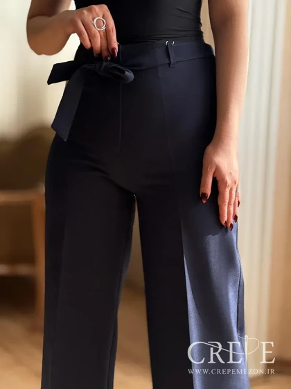 شلوار کرپ واید کمردار قد 114