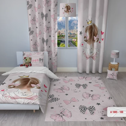 پرده پانچی اتاق کودک برند مینوریا کیدز طرح دخترانه کد p-342