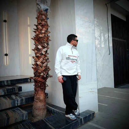 دورس نیم‌زیپ سفید گلدوزی‌شده | استایل ترند و خاص کد 1132