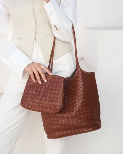 کیف چرم حصیر بافت 50130