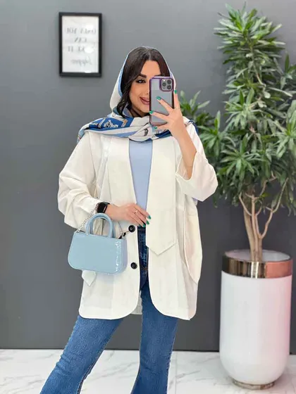 مانتو یقه کراواتی جیب پاگن دار
