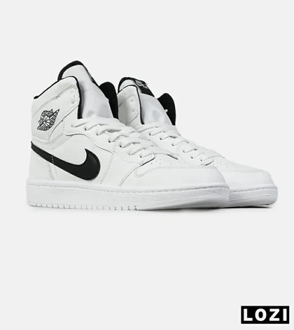 کفش کتانی ساق‌دار مردانه و زنانه سفید مشکی NIKE jordan 1 مدل 7581