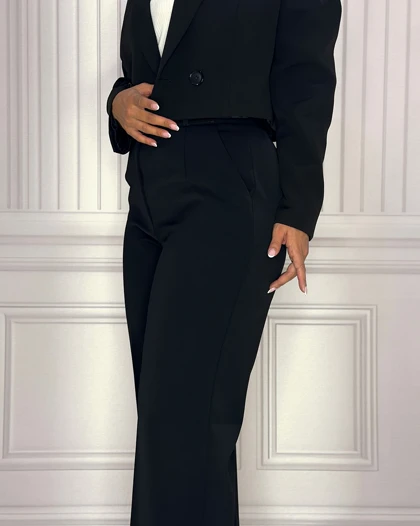 خرید شلوار بگ کرپ هرمس مشکی زنانه Women's Black Hermes Baggy Pants کد 913900