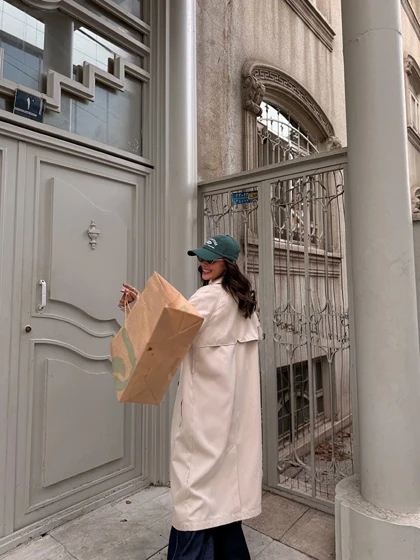 ترنچ کت استخوانی Stradivarius 221