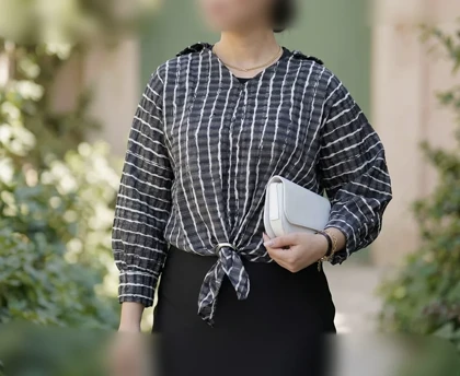 شومیز جلو بسته راه راه زنانه