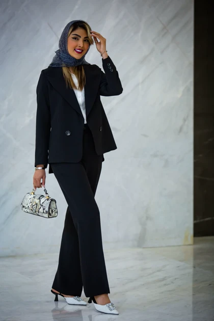 کت شلوار یقه بلیزر 2 دکمه