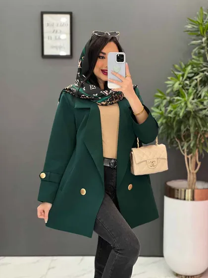 مانتو کتی دکمه طلایی آستین پاگن