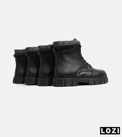 بوت مردانه چرمی مشکی FENDI