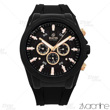 ساعت داتیس مردانه سه موتوره بند رابر مشکی 106921