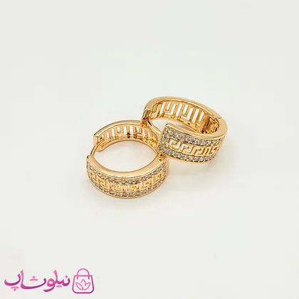 گوشواره حلقه‌ای پهن ژوپینگ طرح ورساچه طلایی