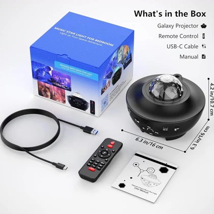 چراغ خواب کهکشانی اسپیکر دار مدل Galaxy Projector