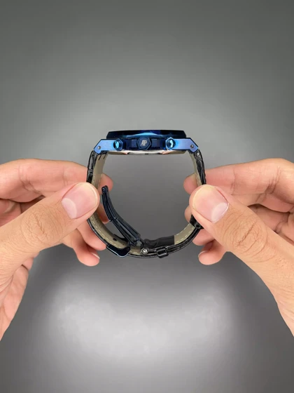 ساعت مچی اودمار پیگه بند چرمی مشکی قاب آبی Audemars Piguet