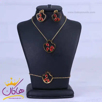نیم ست استیل زنانه طرح انار کد cr799